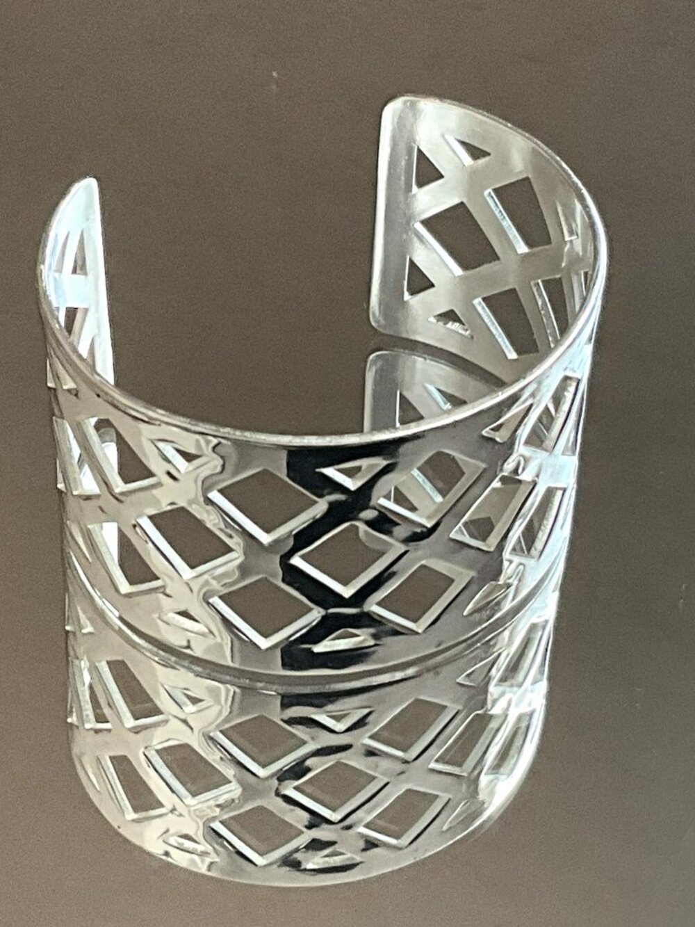 Rustic Cuff Gorgeous Wide Lattice Pierced Logo Bracelet